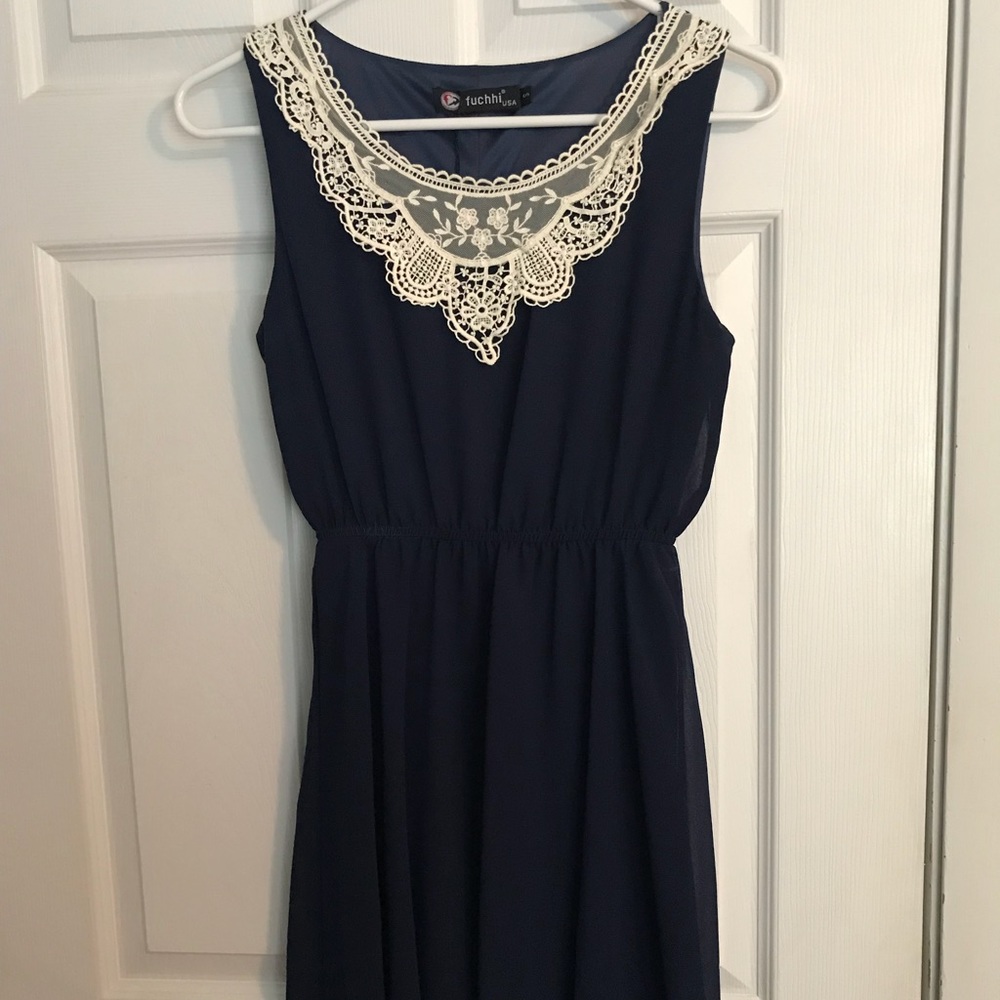 Navy Fuchhi cocktail dress